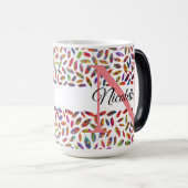 Kleurrijke Glittery Feathers Monogram Personaliser Magische Mok (Voorkant rechts)