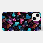 Kleurrijke Glittery Hearts Patroon Monogram Case-Mate iPhone Case (Achterkant (horizontaal))