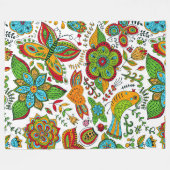 Kleurrijke Glittery Retro Bloemen Vlinders & Vogel Fleece Deken (Voorkant (Horizontaal))