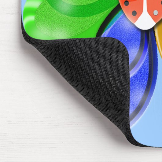 kleurrijke gloeibloem met schattig ladybug-pad muismat (Hoek)