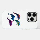 Kleurrijke gloeiende dolfijnen kunst Case-Mate iPhone case (Achterkant (horizontaal))