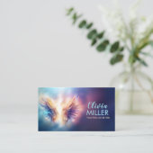 Kleurrijke gloeiende engelenvleugels visitekaartje (Staand voorkant)