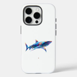 Kleurrijke Gloeiende Haaien Kunst – Neon Oceaan Di iPhone 16 Pro Hoesje