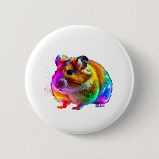 Kleurrijke gloeiende hamster kunst ronde button 5,7 cm (Voorkant)