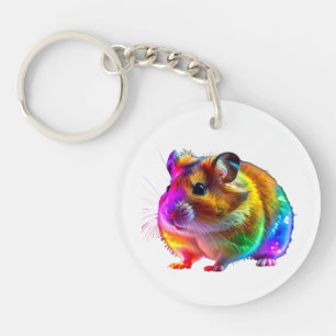 Kleurrijke gloeiende hamster kunst sleutelhanger