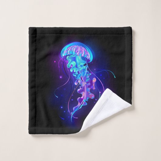 Kleurrijke gloeiende kwal bad handdoek (Wasdoekje)