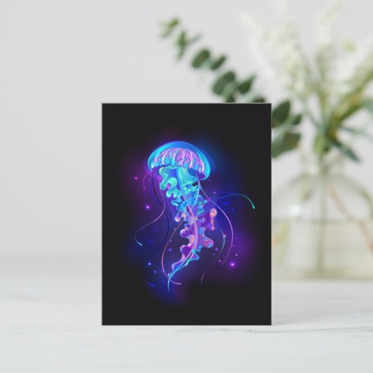 Kleurrijke gloeiende kwal briefkaart (Staand voorkant)