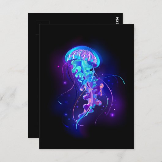 Kleurrijke gloeiende kwal briefkaart (Voorkant / Achterkant)