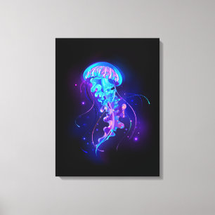 Kleurrijke gloeiende kwal canvas afdruk