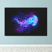 Kleurrijke gloeiende kwal canvas afdruk (Insitu (Houten vloer))