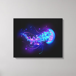 Kleurrijke gloeiende kwal canvas afdruk