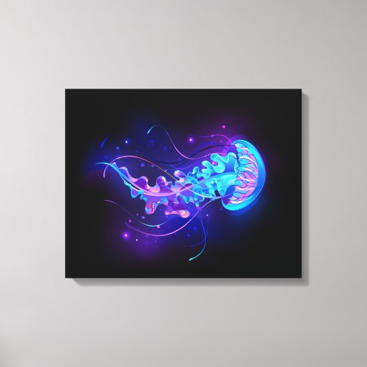 Kleurrijke gloeiende kwal canvas afdruk (Voorkant)