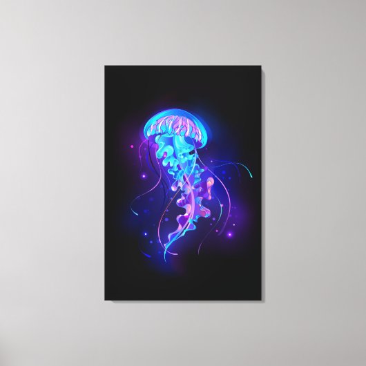 Kleurrijke gloeiende kwal canvas afdruk (Voorkant)