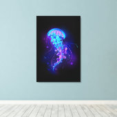 Kleurrijke gloeiende kwal canvas afdruk (Insitu (Houten vloer))