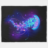 Kleurrijke gloeiende kwal fleece deken (Voorkant (Horizontaal))