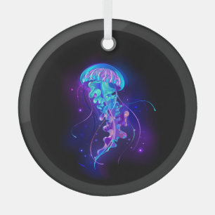 Kleurrijke gloeiende kwal glas ornament