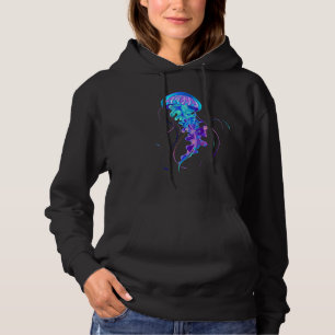 Kleurrijke gloeiende kwal hoodie