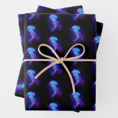 Kleurrijke gloeiende kwal inpakpapier vel (In situ)