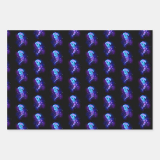 Kleurrijke gloeiende kwal inpakpapier vel (Voorkant)