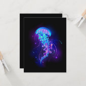 Kleurrijke gloeiende kwal kaart (Voorkant / Achterkant in situ)
