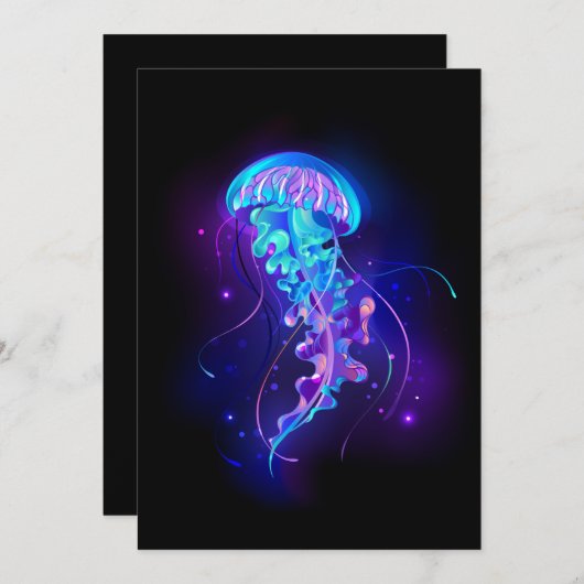 Kleurrijke gloeiende kwal kaart (Voorkant / Achterkant)