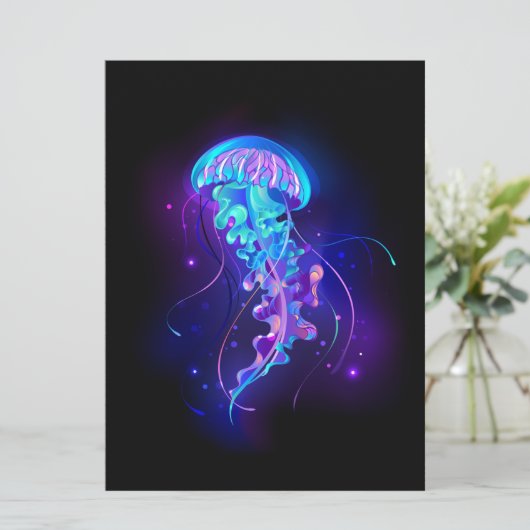 Kleurrijke gloeiende kwal kaart (Staand voorkant)