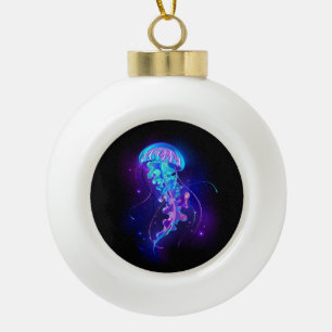 Kleurrijke gloeiende kwal keramische bal ornament