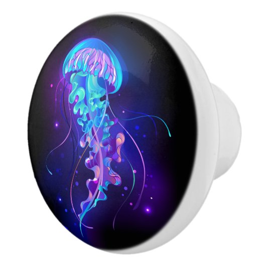 Kleurrijke gloeiende kwal keramische knop (Rechts)