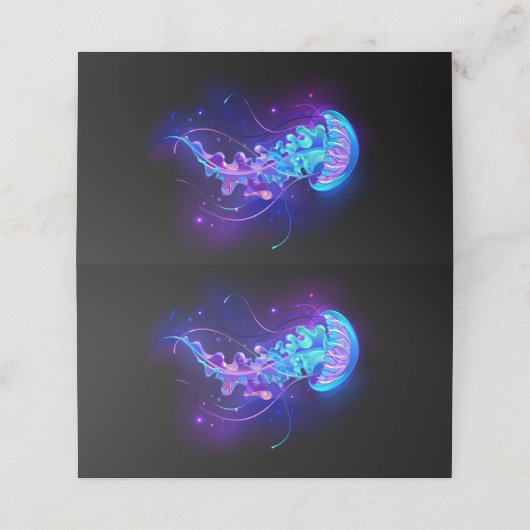 Kleurrijke gloeiende kwal klantenkaartje (Buitenkant ongevouwen)