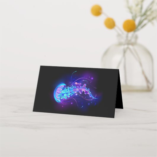 Kleurrijke gloeiende kwal klantenkaartje (Achterkant)