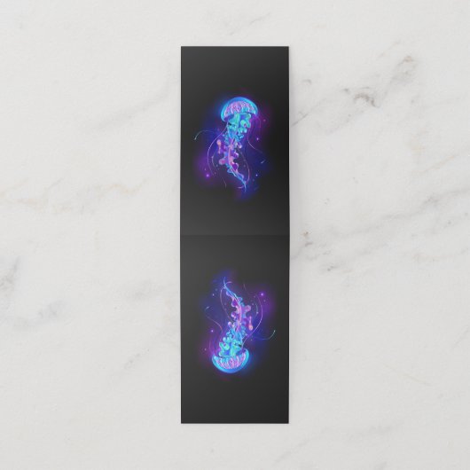 Kleurrijke gloeiende kwal klantenkaartje (Buitenkant ongevouwen)
