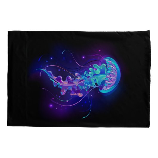 Kleurrijke gloeiende kwal kussensloop (Achterkant)