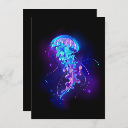 Kleurrijke gloeiende kwal menu (Voorkant / Achterkant)