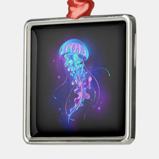 Kleurrijke gloeiende kwal metalen ornament (Links)