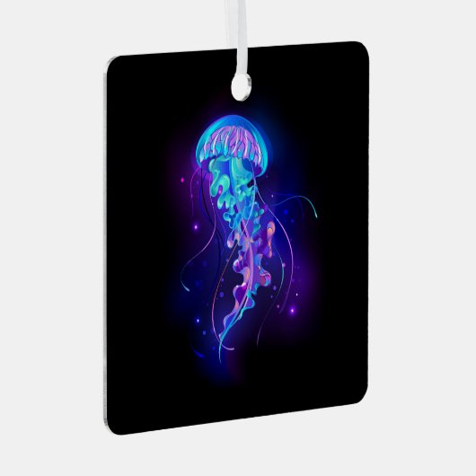 Kleurrijke gloeiende kwal metalen ornament (Voorkant Rechts)