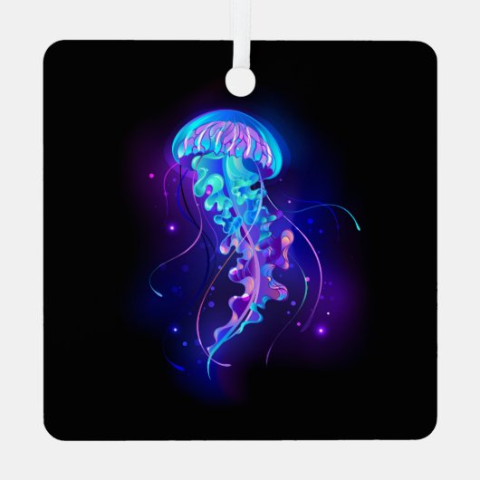 Kleurrijke gloeiende kwal metalen ornament (Achterkant)