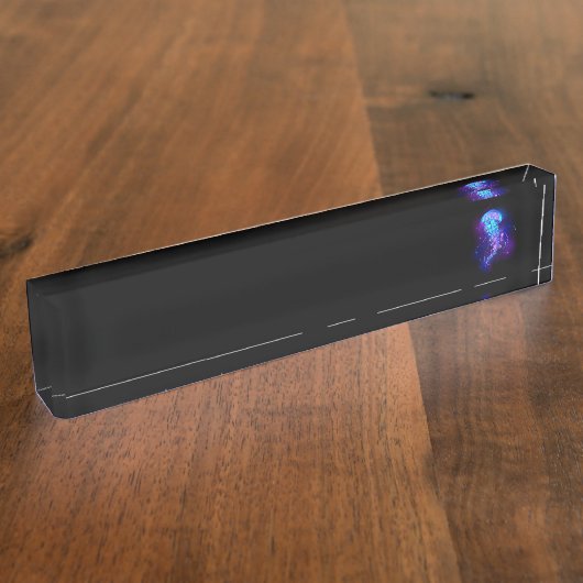 Kleurrijke gloeiende kwal naambordje (Zijkant)