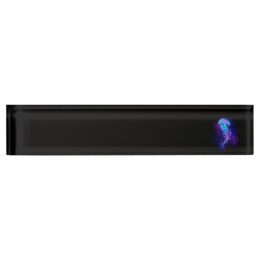 Kleurrijke gloeiende kwal naambordje (Voorkant)