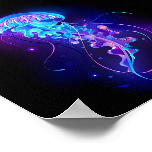 Kleurrijke gloeiende kwal poster (Hoek)