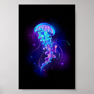 Kleurrijke gloeiende kwal poster