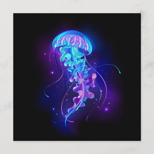 Kleurrijke gloeiende kwal programmakaart (Voorkant)