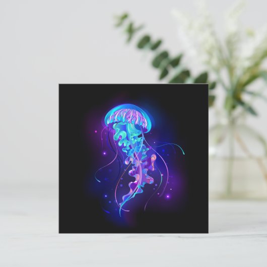 Kleurrijke gloeiende kwal programmakaart (Staand voorkant)