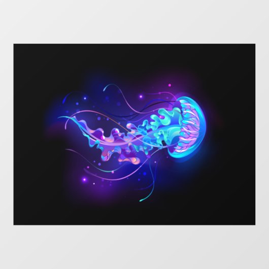 Kleurrijke gloeiende kwal raamsticker (Vel)