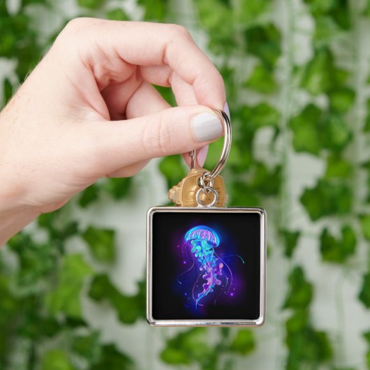 Kleurrijke gloeiende kwal sleutelhanger (Hand)