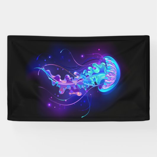 Kleurrijke gloeiende kwal spandoek (Horizontaal)