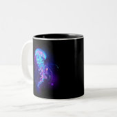 Kleurrijke gloeiende kwal tweekleurige koffiemok (Voorkant links)