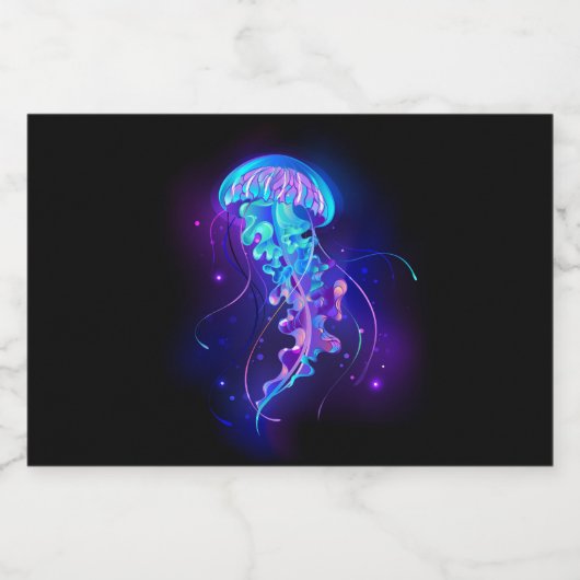 Kleurrijke gloeiende kwal voedselcontainer etiket (Enkel label)