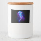 Kleurrijke gloeiende kwal voedselcontainer etiket (Voorkant)