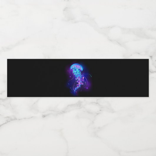 Kleurrijke gloeiende kwal waterfles etiket (Enkel label)