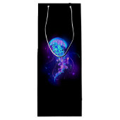 Kleurrijke gloeiende kwal wijn cadeautas (Achterkant)